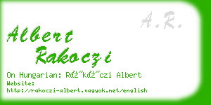 albert rakoczi business card